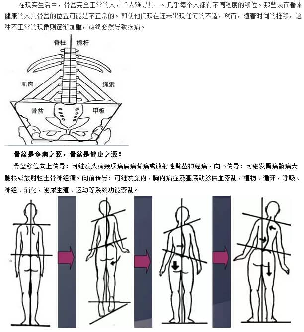 骨盆旋移的基本治疗点为髂腰韧带髂嵴点和髂后上棘压痛点,根据